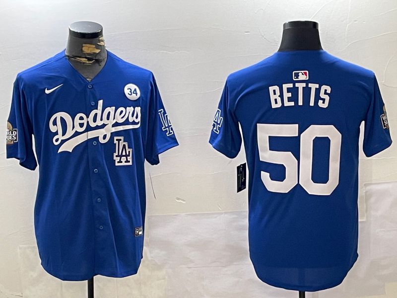 Men Los Angeles Dodgers 50 Betts Blue Game 2024 Nike MLB Jersey style 11204